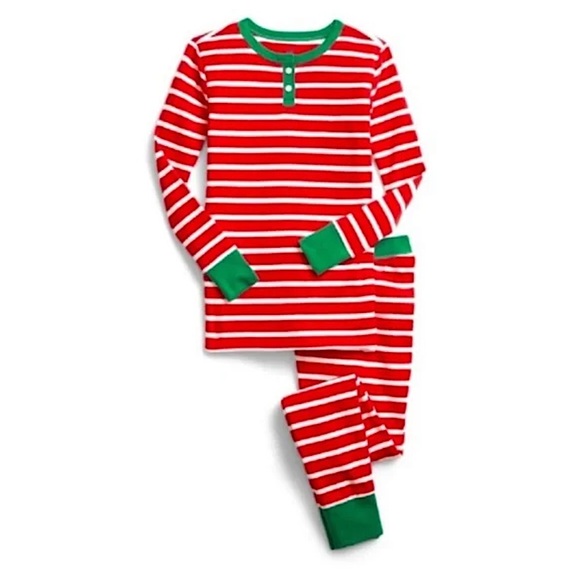 Gap Red and White Striped Green Trim Christmas Pajama Set•NWT - Picture 2 of 6